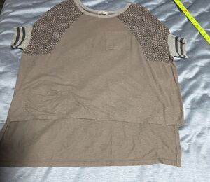 Women Tunic Tan Short Sleeve